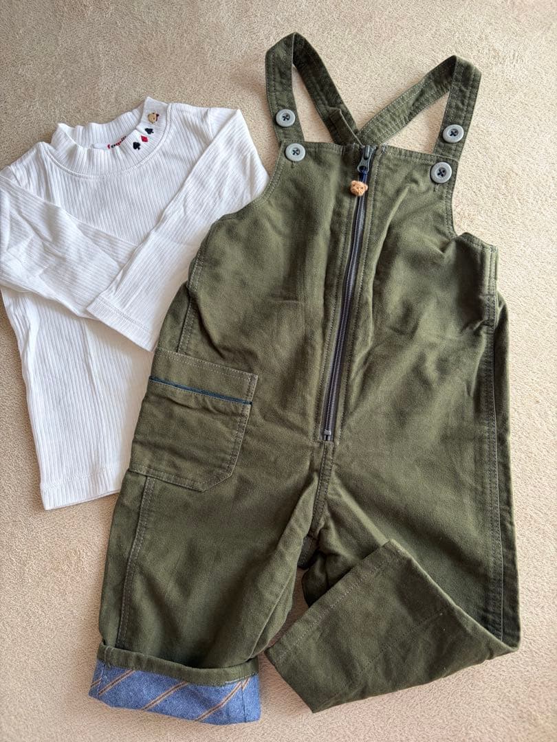 ファミリア サロペット80サイズ オリーブグリーン - メルカリ