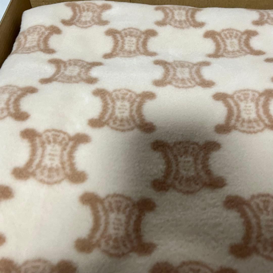 希少美品タグ付き CELINE セリーヌ 綿毛布 マカダム総柄 ブラウン