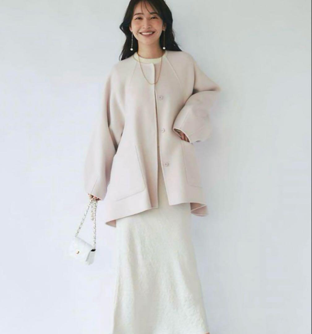 ラブティックボンボンライトラグランフレアコートピンク