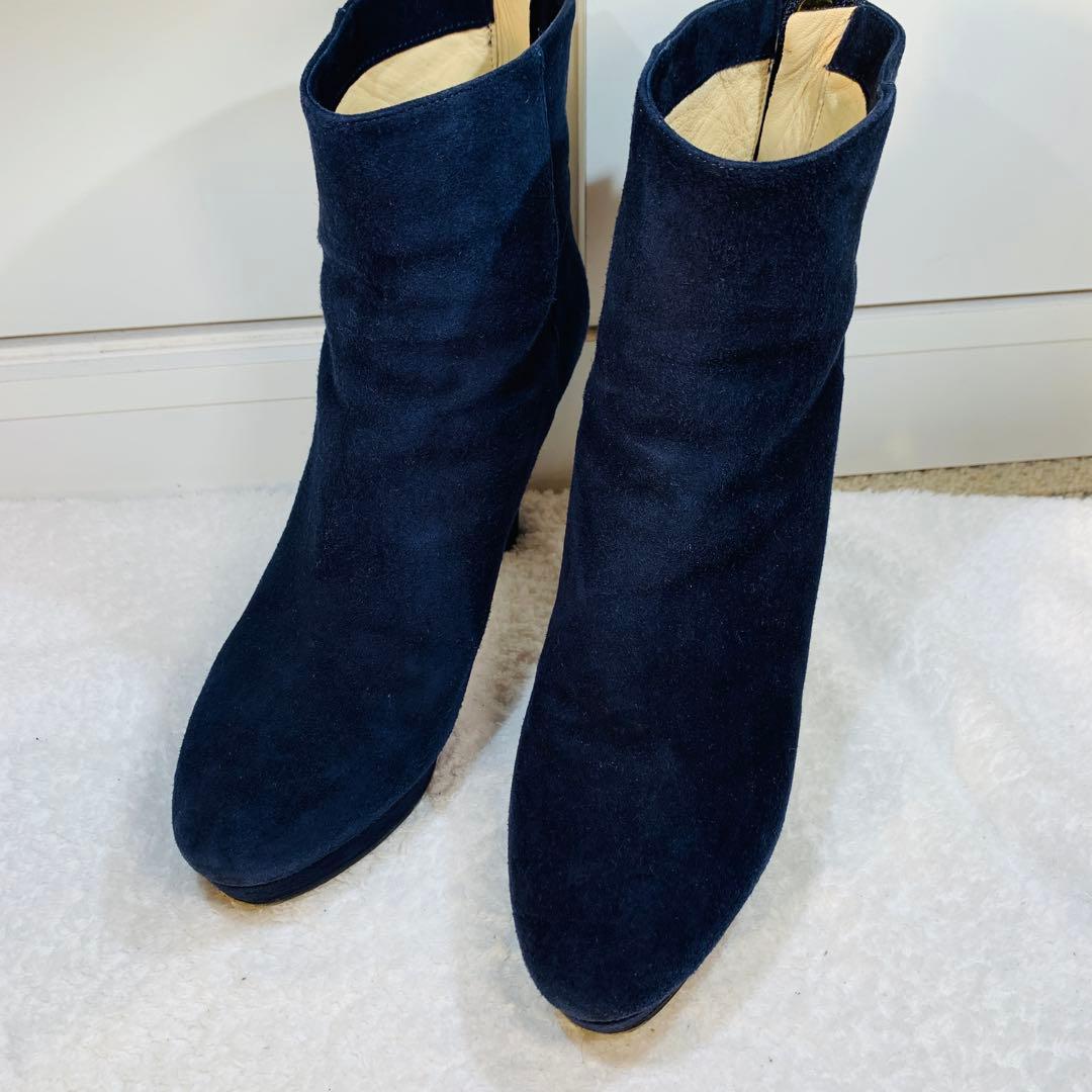⭐️美品 ネイビーJIMMY CHOO スエードショートブーツ　24.5cm