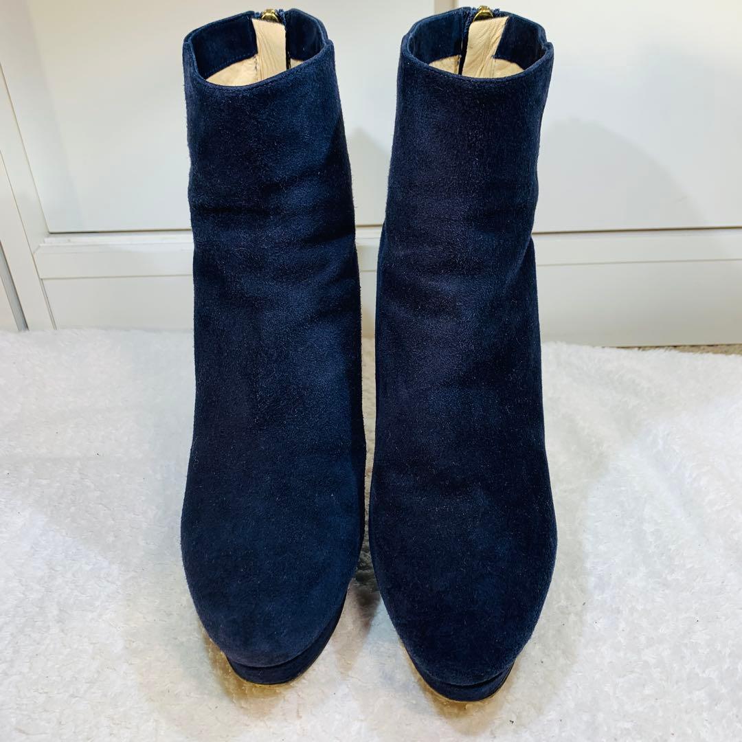 ⭐️美品 ネイビーJIMMY CHOO スエードショートブーツ　24.5cm