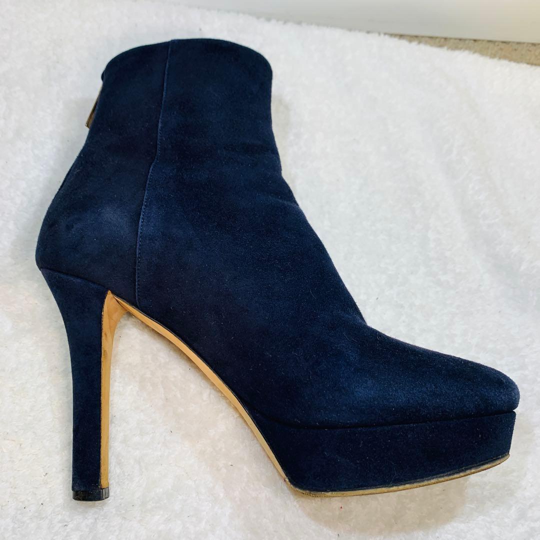 ⭐️美品 ネイビーJIMMY CHOO スエードショートブーツ　24.5cm