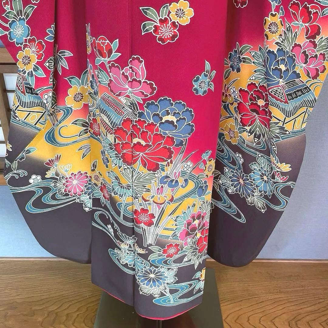 振袖フルセット 高身長 紅型 手描き友禅 成人式振袖 振袖 裄丈71 赤