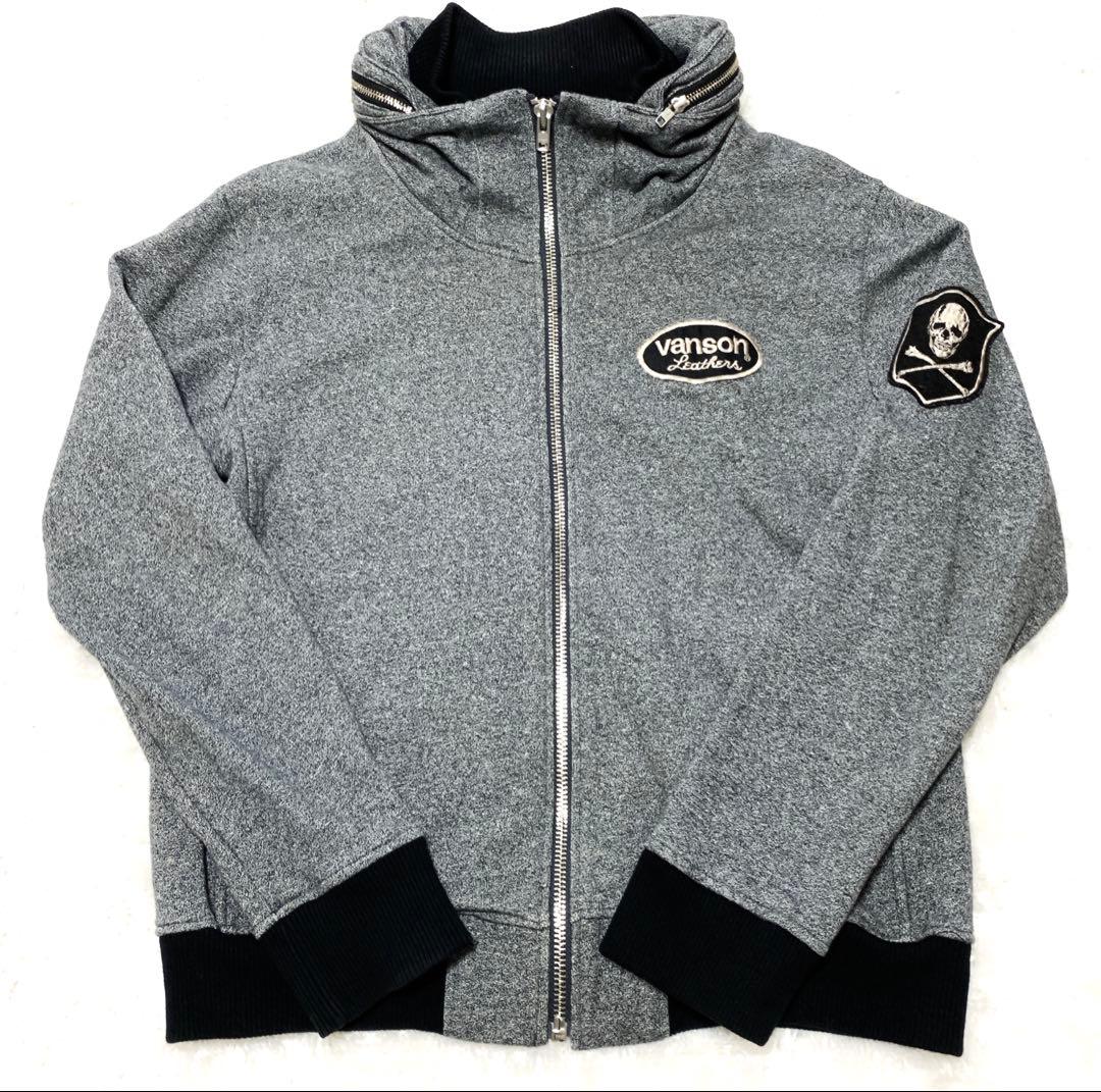 VANSON スカル刺繍 コットン スウェットブルゾン グレー L 2way - メルカリ