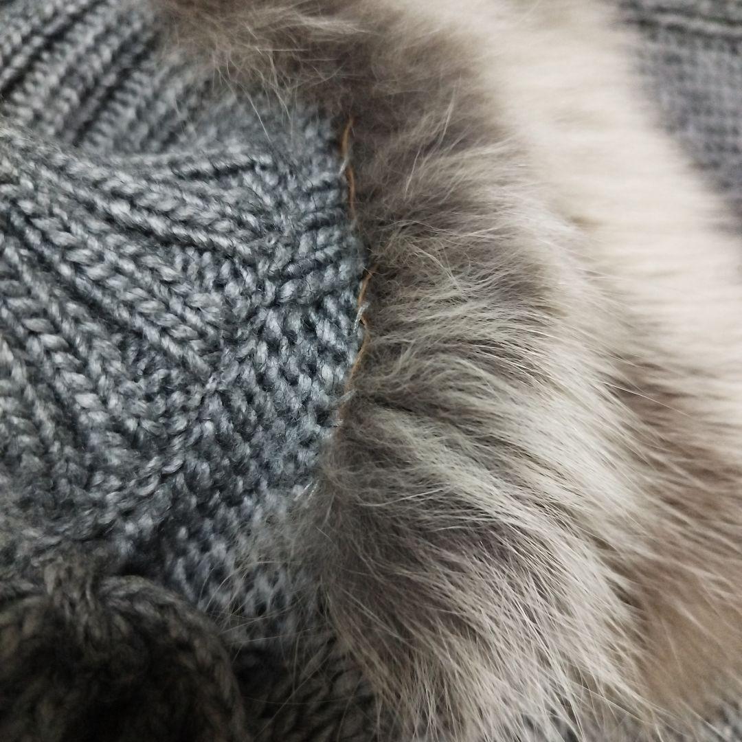 y2k 00s 平成 森ガール グランジ リアルファー フード付きニット