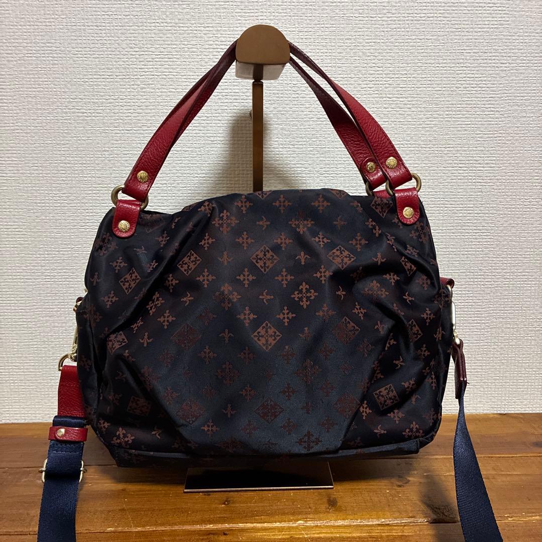 【美品】russet ラシット ナイロン レザー 2WAY ショルダーバッグ russet（ラシット） 2WAY ショルダーバッグ 斜め掛け ネイビー 紺