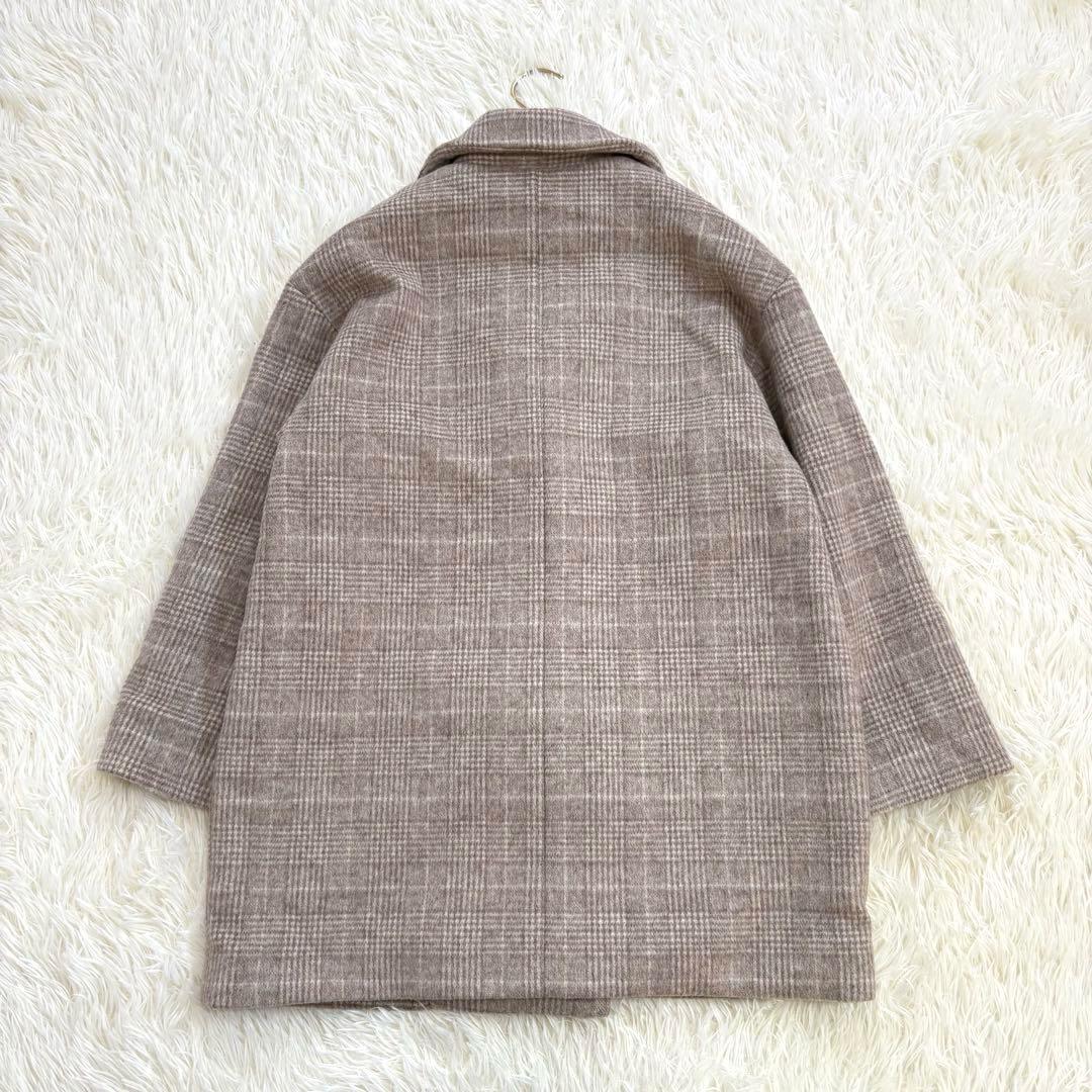 新品 COHINA コヒナ ミドル丈チェックコート F ウール混 ベージュ系
