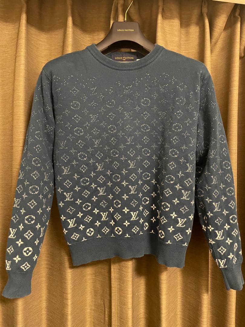 【美品】ルイヴィトン モノグラム ニットセーター グラデーション ネイビー 即完売☆関税込み【LOUIS VUITTON】グラデーション スウェット (Louis
