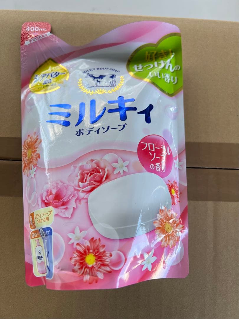 牛乳石鹸 ミルキィボディソープ つめかえ用フローラルソープの香400ml 32個 ミルキィ 牛乳石鹸 ミルキィボディソープ フローラルソープの香り 詰替