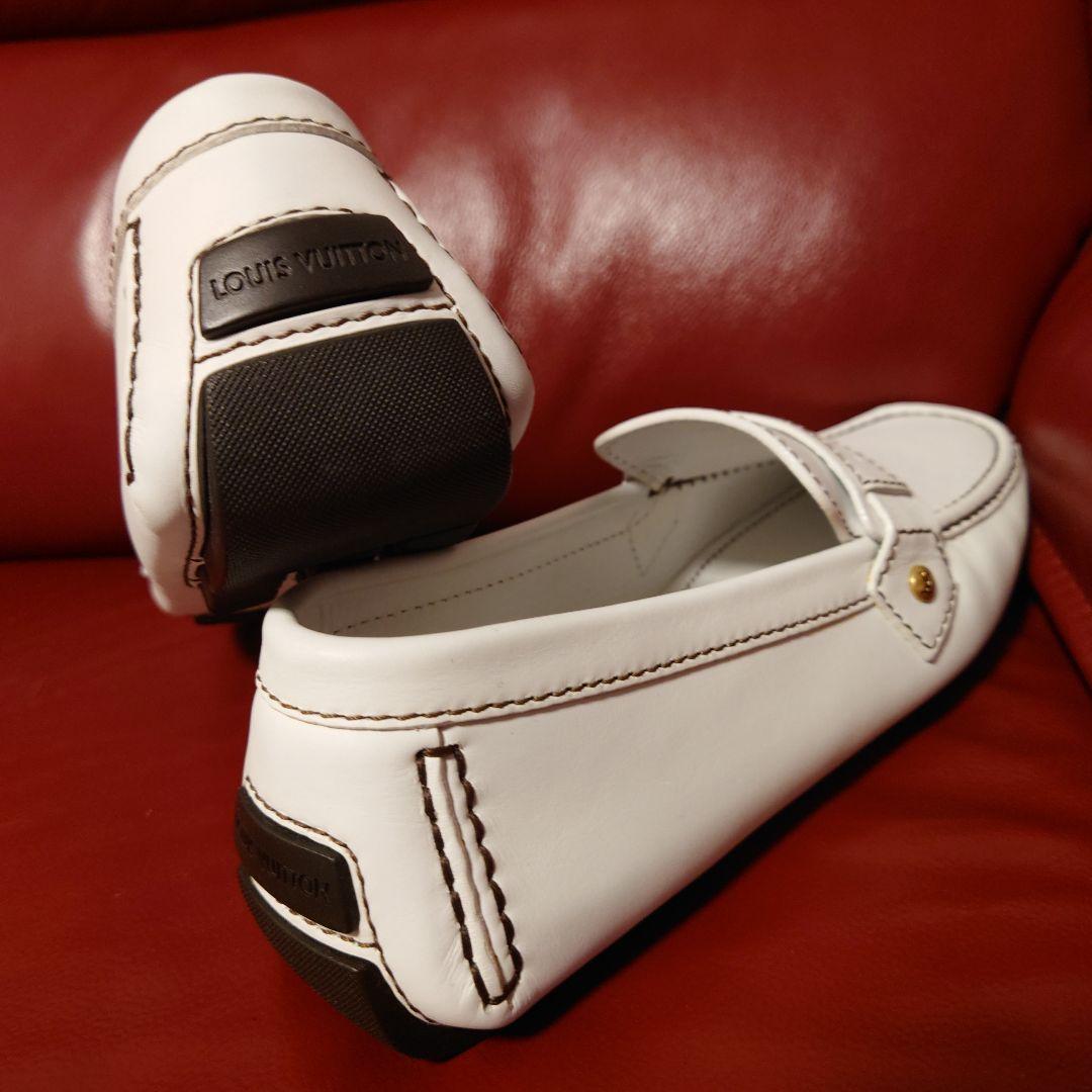本物保証】 LOUIS VUITTON ルイヴィトン ホワイトローファー 8