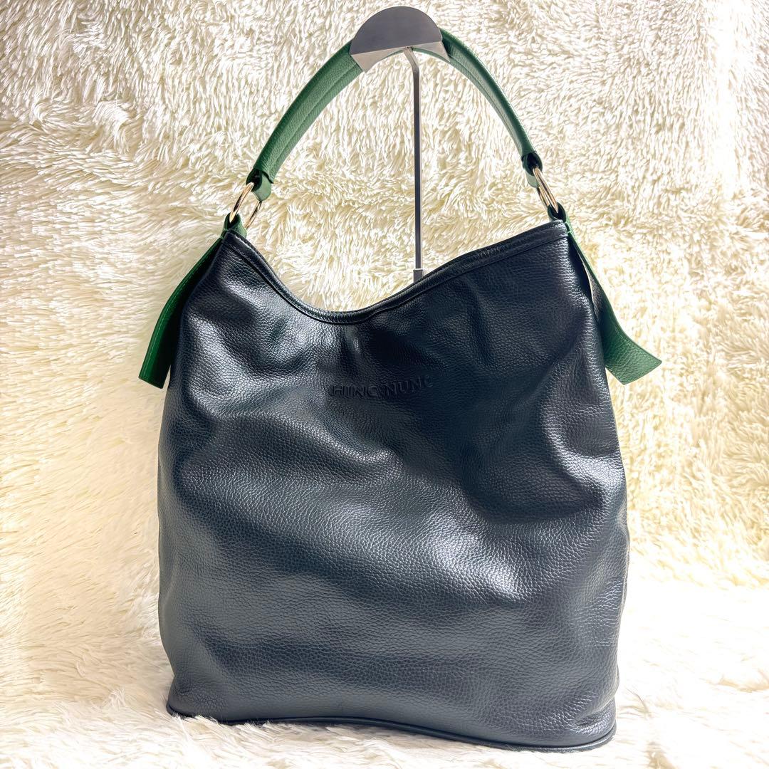 美品✨HINC NUNC ヒンクヌンク ワンショルダーバッグ レザー グリーン