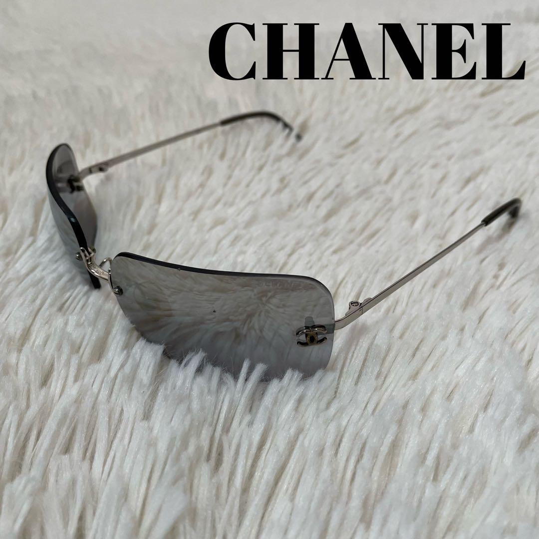 希少 シャネル 4017 ココマーク リムレス サングラス シルバー 62□17 中古・古着通販】CHANEL (シャネル) リムレスサングラス シルバー
