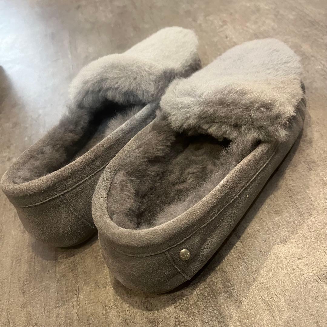 グレー スエード シープスキン モカシン 39 日本サイズ24.5セ