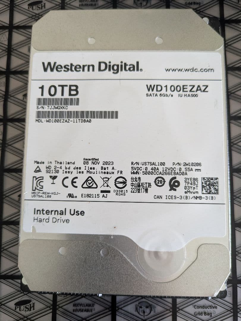 内蔵型ハードディスクドライブ WESTERN DIGITAL HDD 10TB WD100EZAZ Western Digital WD100EZAZ New Bulk Pack