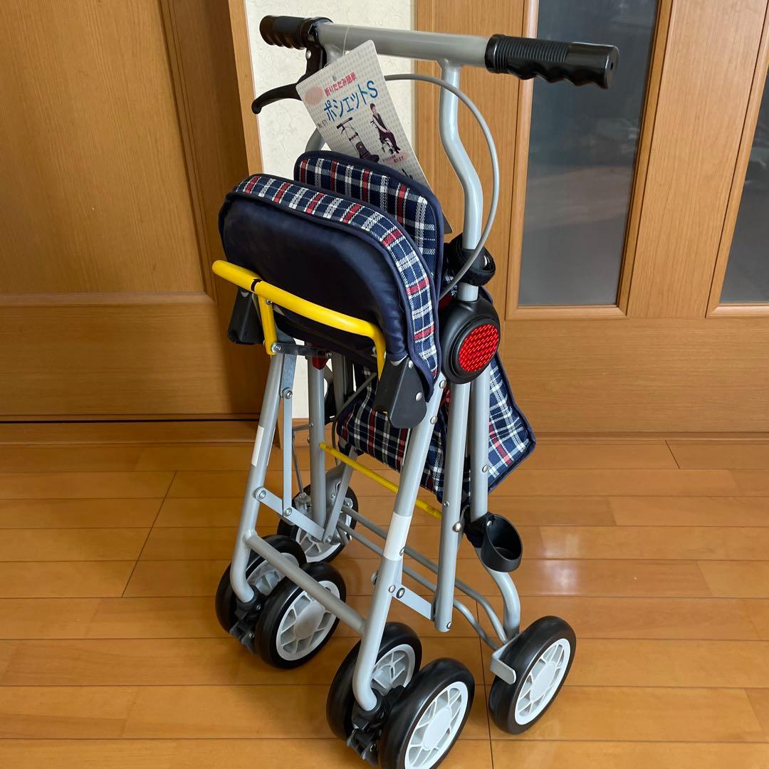 未使用】須恵廣工業 ポシェットS チェック ネイビー 紺 シルバーカー