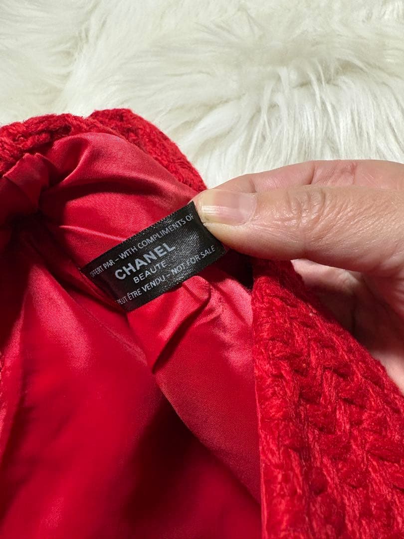 ら*ん様 シャネル CHANEL ニット編み レッド＆ブラック スパンコール