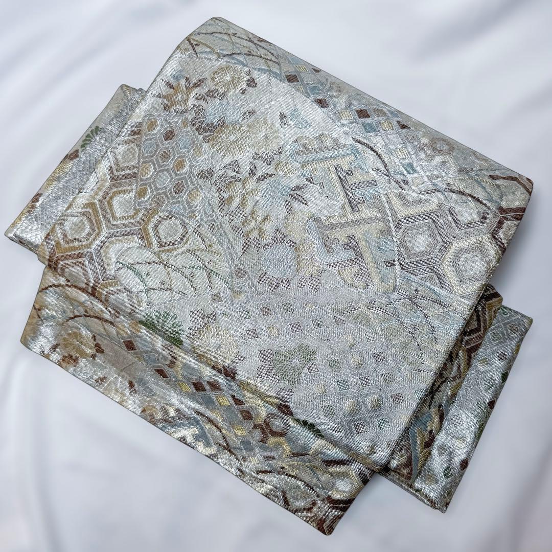 一体型 ワンタッチ帯 作り帯 マジックテープ 佐賀錦 豪華 袋帯 二重