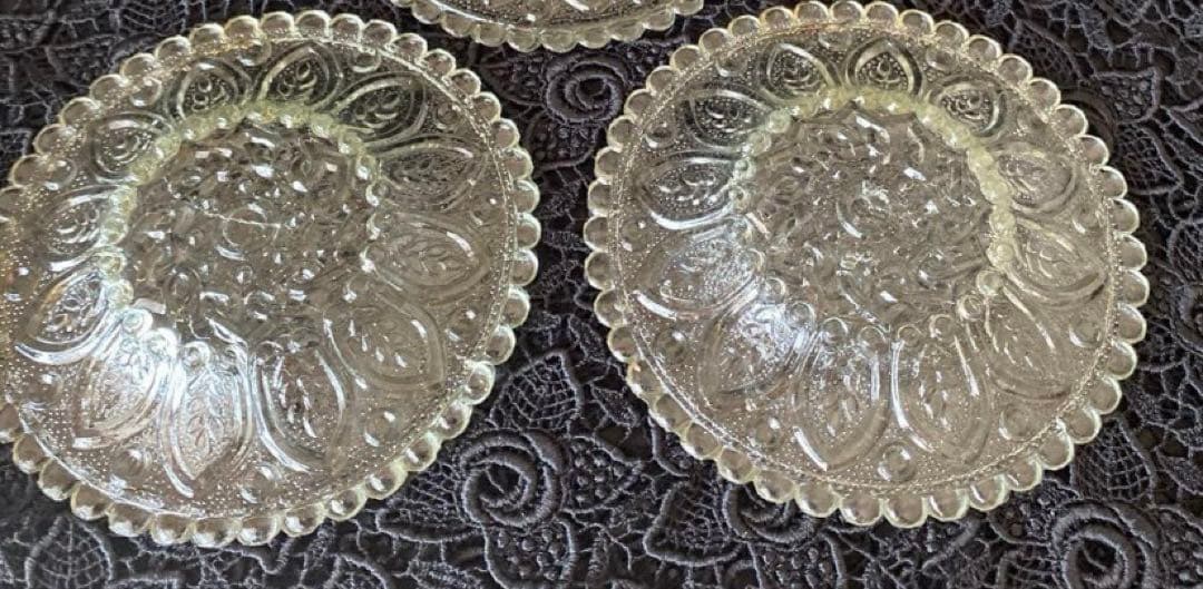 明治末期から大正初期 ミニプレスプレートウランガラス 2枚セット