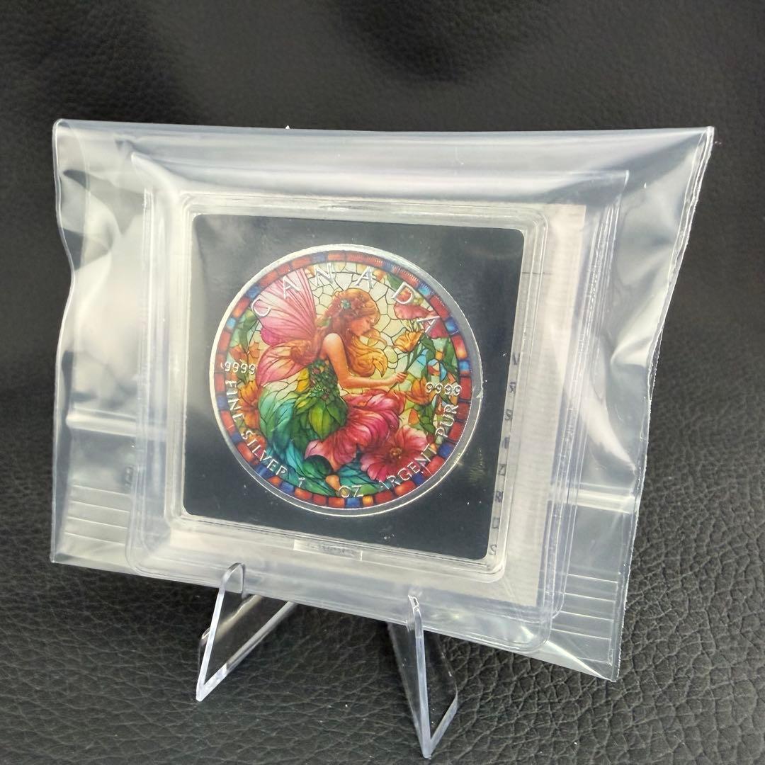 メイプルリーフ 銀貨 カラー ステンドグラスフェアリー -花を司る妖精- 1oz