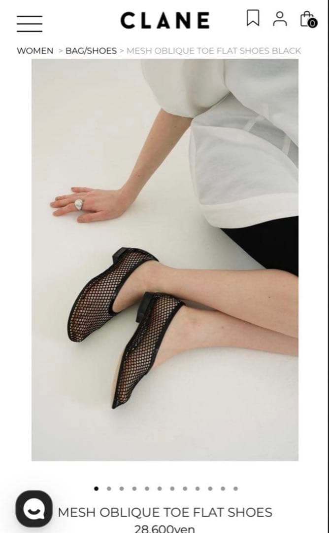 CLANE 人気完売MESH OBLIQUE TOE FLAT SHOES 38