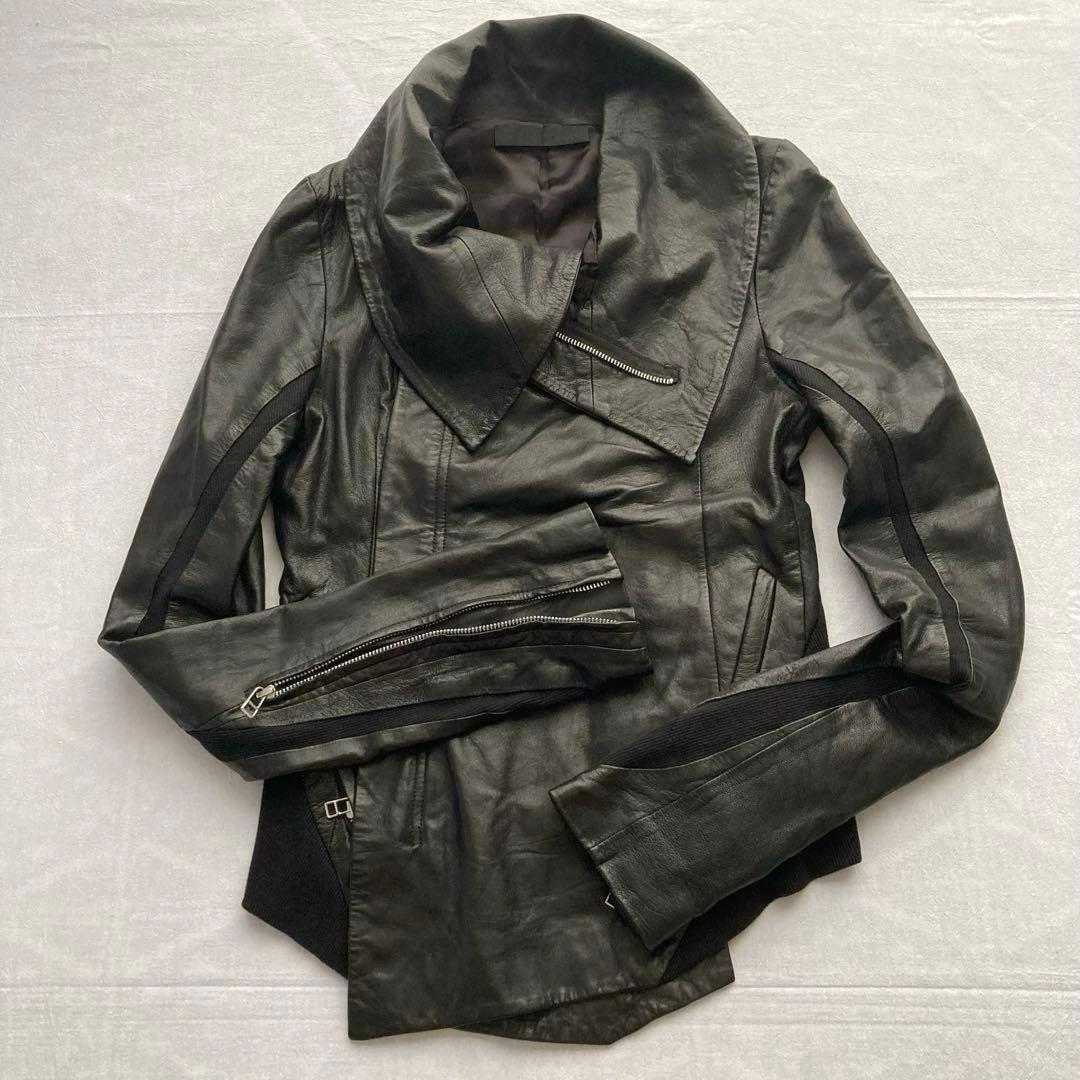 EKAM ライダースジャケット ダブル 変形 ブラック 羊革 S ユニセックス