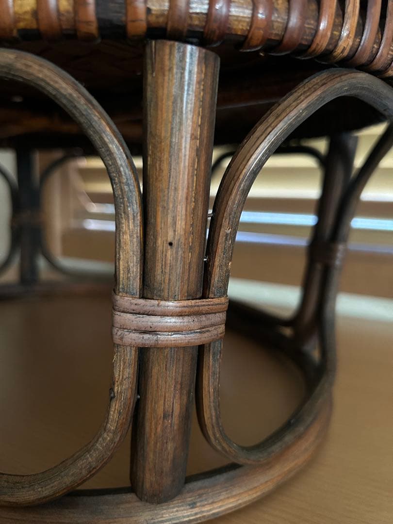 ラタン カントークテーブル 籐 ローテーブル 竹細工 古民具 41センチ