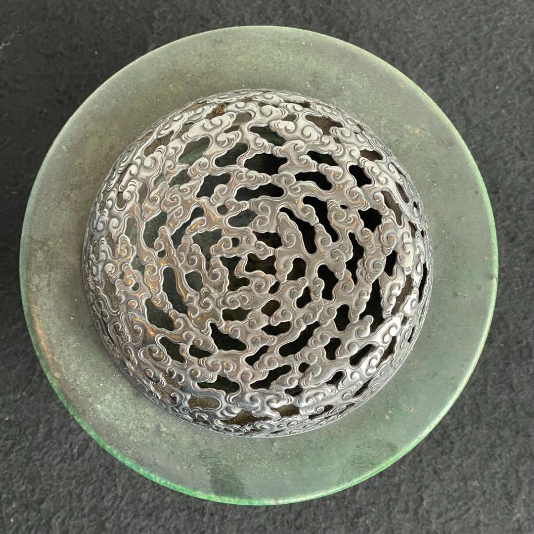 希少 初代 諏訪蘇山 造 漢窯写 緑釉 獣五足 獅子面