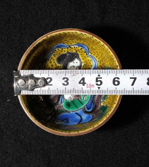 ☆堀江青光☆「倣九谷吉田屋酒盃」☆ 酒盃 5種5客組 ☆共箱 共布