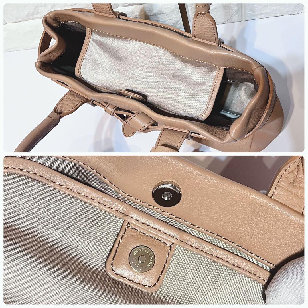 限定色 美品】土屋鞄 レザー ハンドバッグ ミニトート キャメル