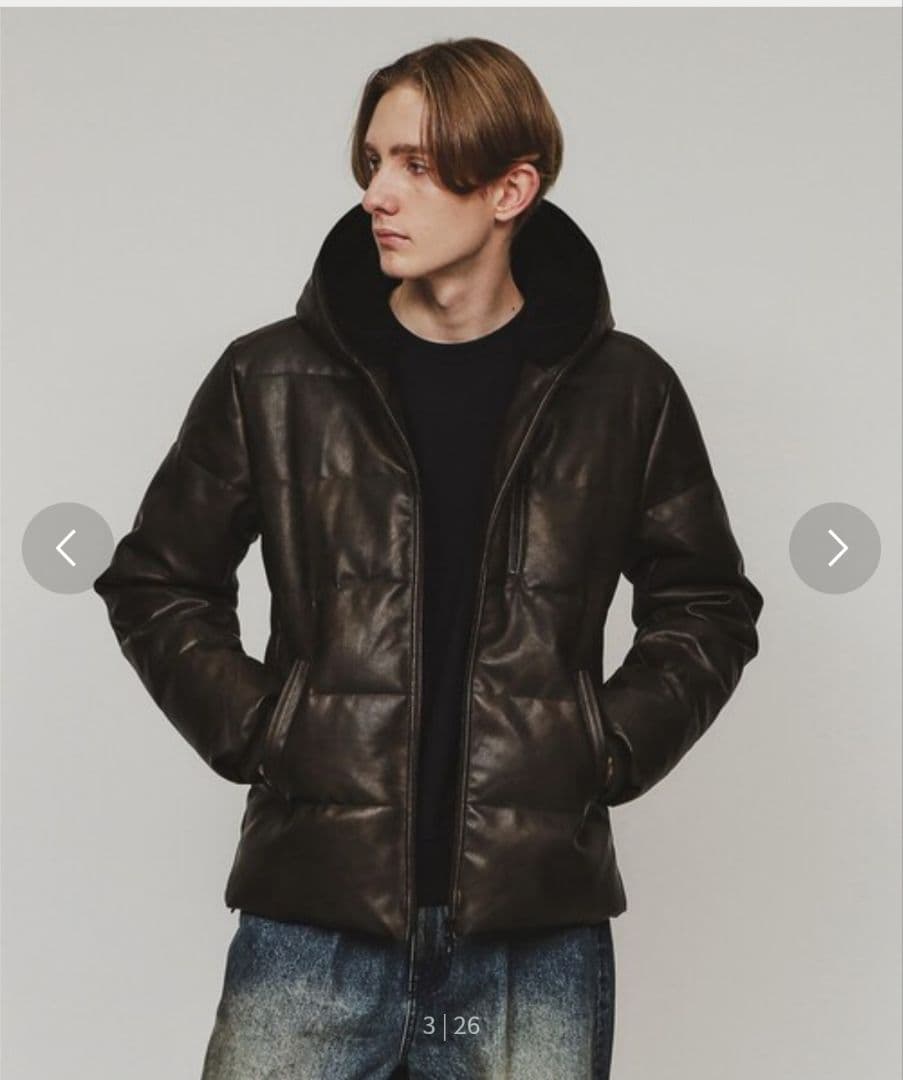 tk.TAKEO KIKUCHI レザー調 ダウンジャケット ブラック - メルカリ