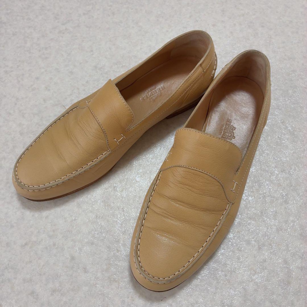 エルメス HERMES Hステッチ レザーローファー 23cm ベージュ HERMES（エルメス） 靴 ローファー コンスタンス レザー ブラウン 茶