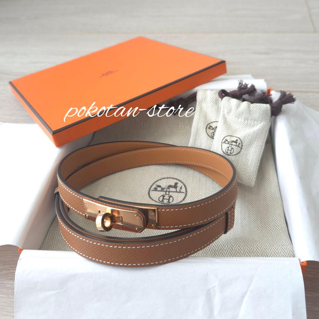 未使用【エルメス】ベルト《ケリー》18　ゴールド　ピンクゴールド金具　B刻印