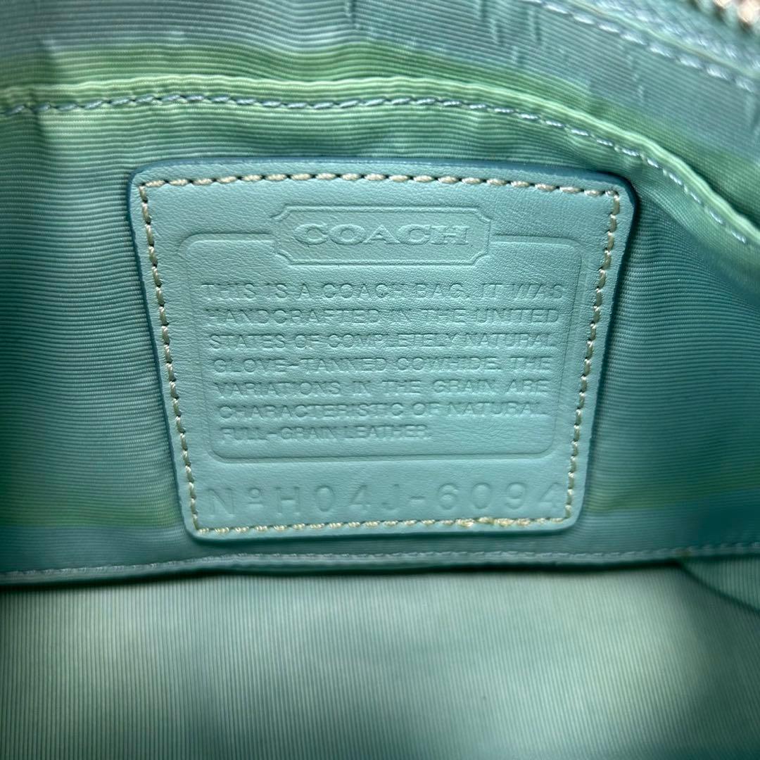 極美品/カード付】コーチ 6094 ソーホー ワンハンドバッグ 手提げ 水色