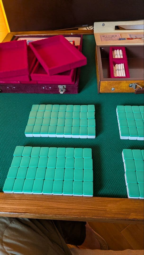 鶴一索 ミズノ丸一 ひまわり 背緑 27mm ＆東京麻雀 竹牌 チップ