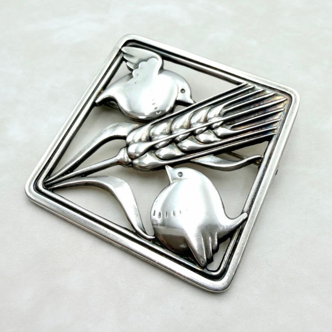 良品　ジョージジェンセン　ブローチ　小鳥と麦　鳥　麦　silver925 銀 GEORG JENSEN ジョージジェンセン 250 バード 小鳥 麦 ブローチ