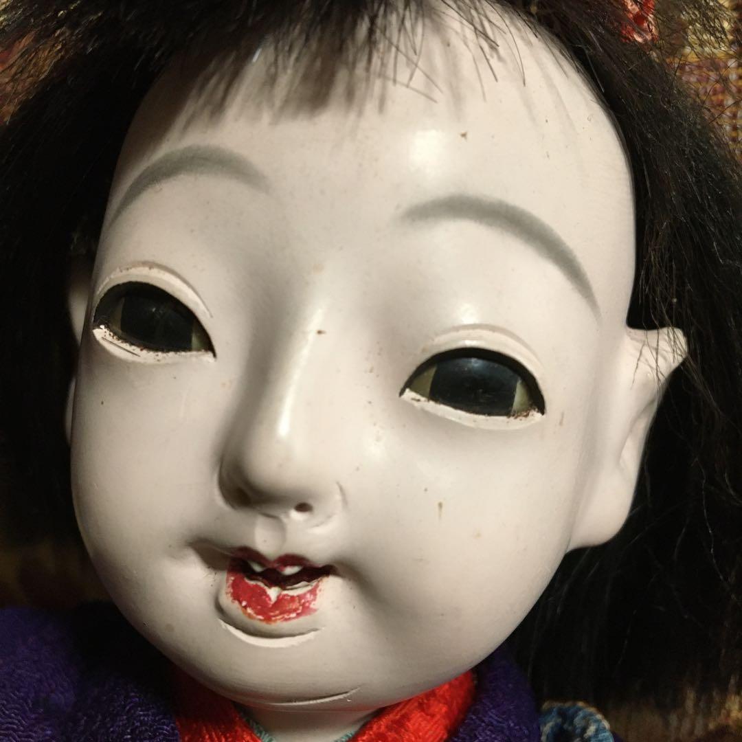 追加画像市松人形小さい6号大正時代女の子江戸縮緬着物