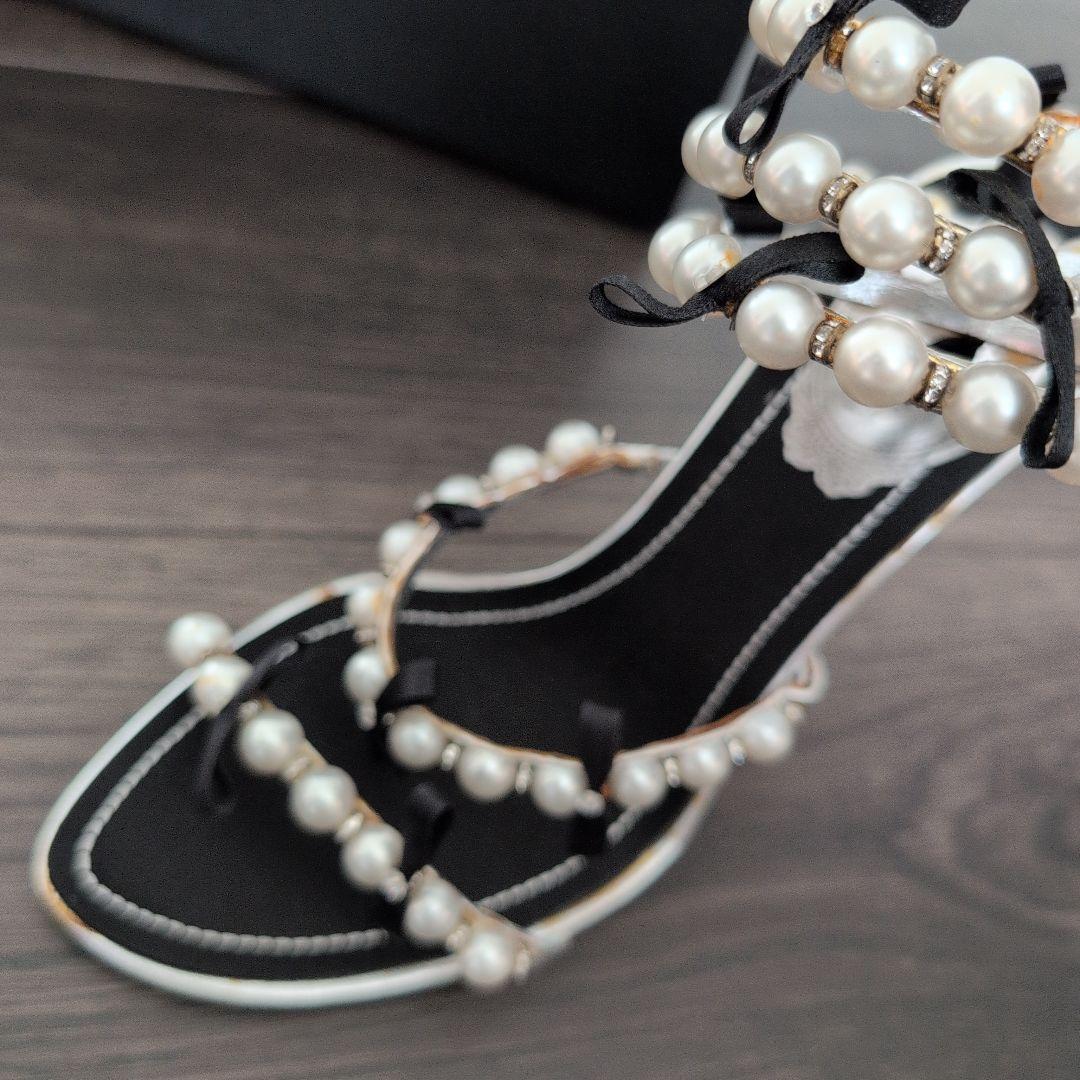 Rene Çaovilla パール装飾 ブラックミュール 36.5