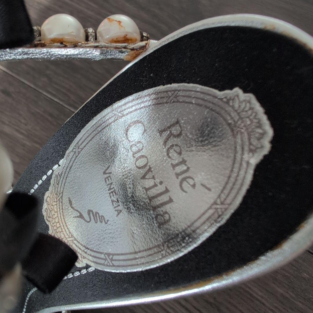 Rene Çaovilla パール装飾 ブラックミュール 36.5