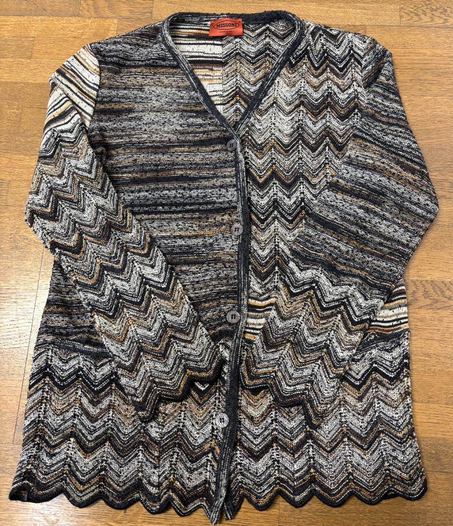 MISSONI ニットカーディガン ジグザグ柄 マルチカラー イタリア製 MISSONI】Made in Italy ziigzag knit cardigan（ミッソーニ