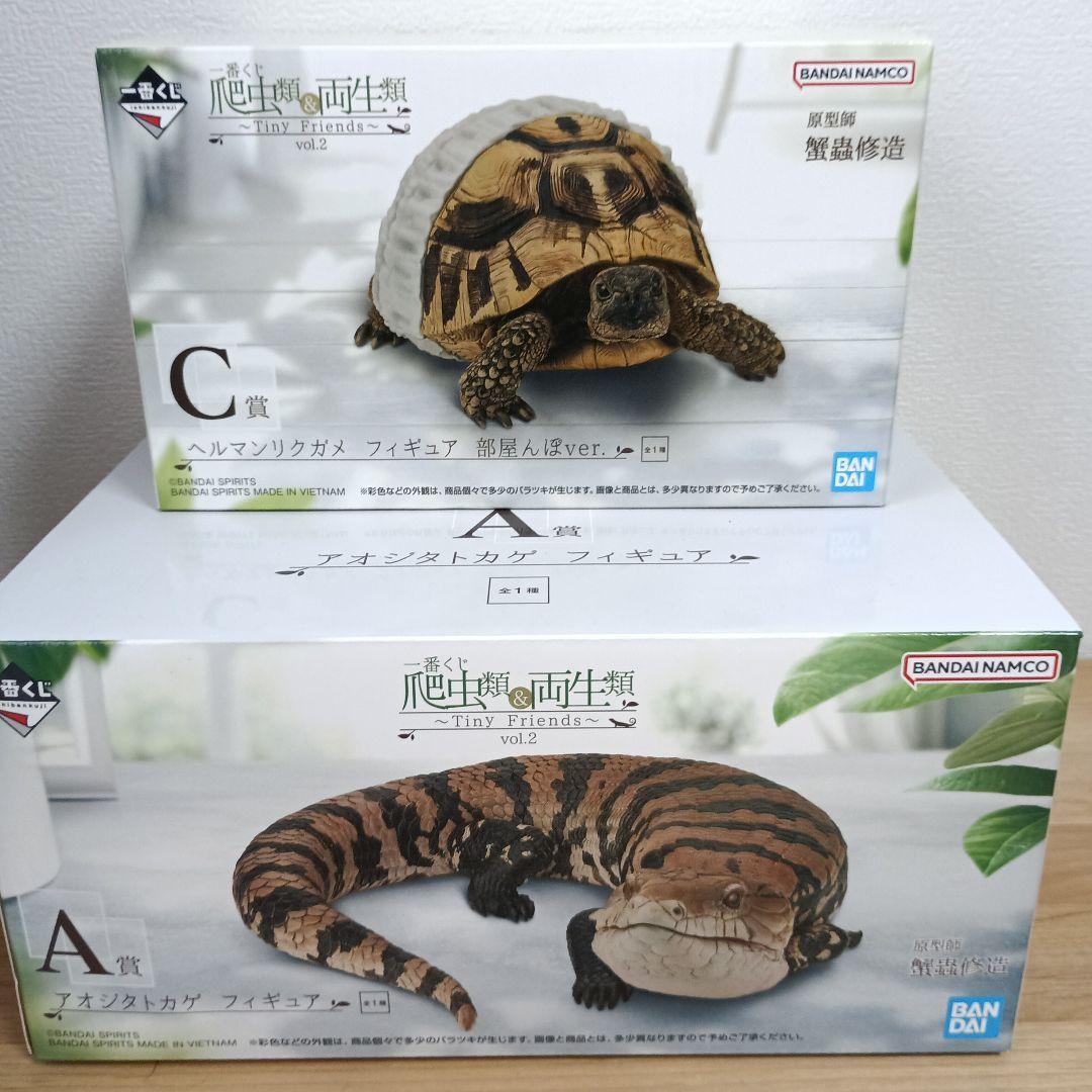 【一番くじ】爬虫類＆両生類 A賞 アオジタトカゲフィギュア　C賞ヘルマンリクガメ ローソン】超リアルな「爬虫類&両生類」だらけの一番くじ登場 - ラスト