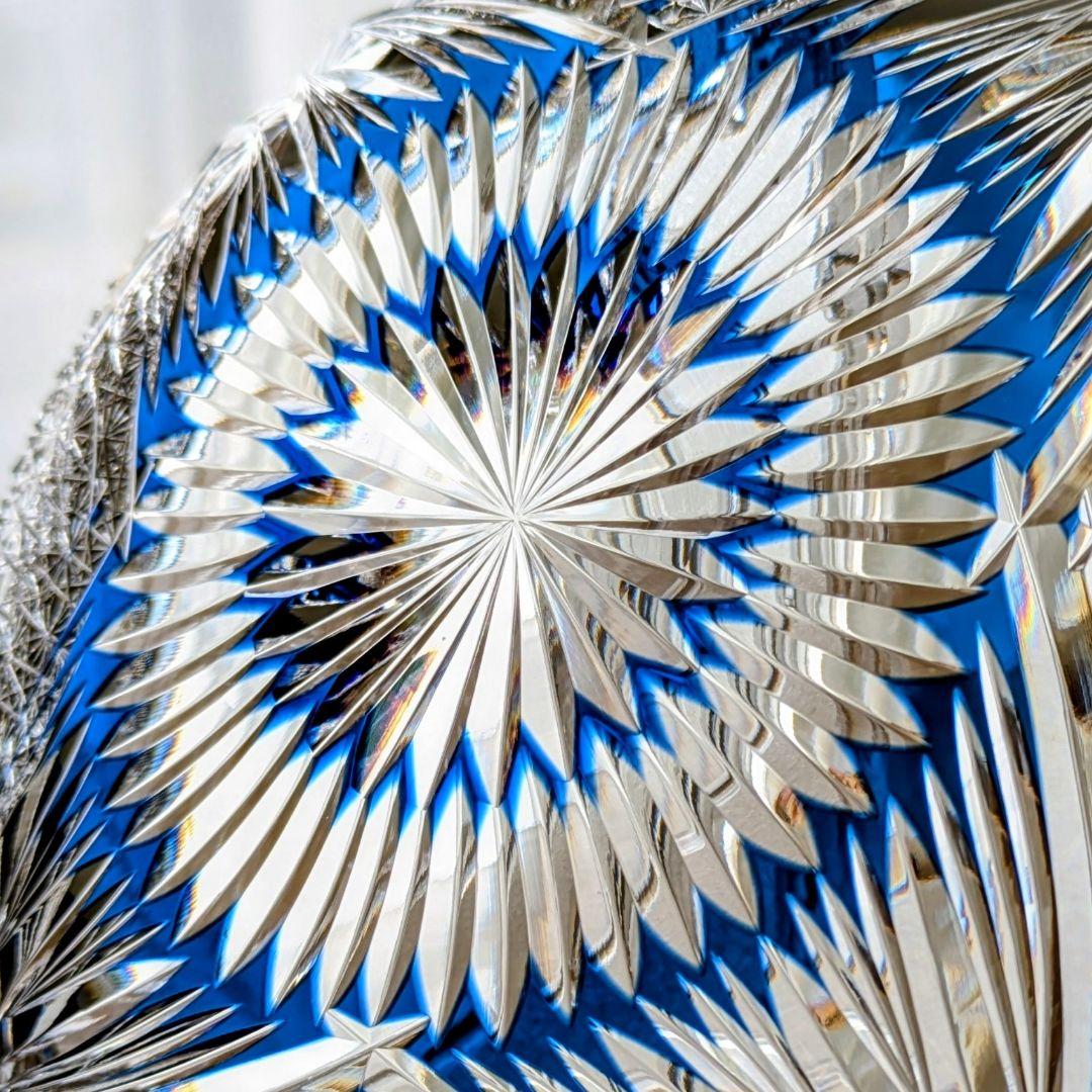 江戸切子 カガミクリスタル 飾り皿 ෆ根本幸雄 作品ෆ 【未使用・美品