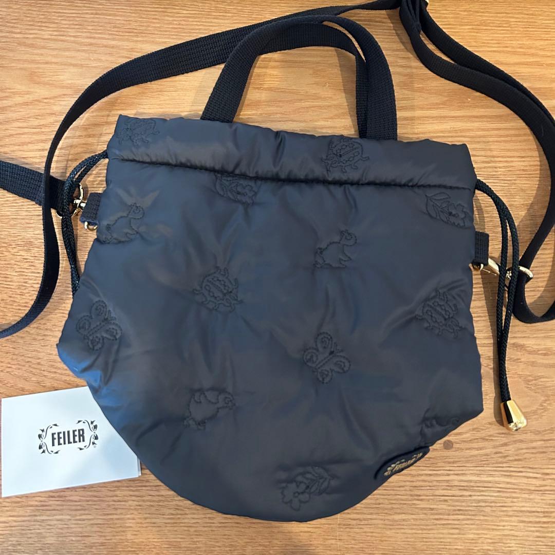 新品】フェイラー FEILER ハイジ 巾着ショルダーバッグ ブラック