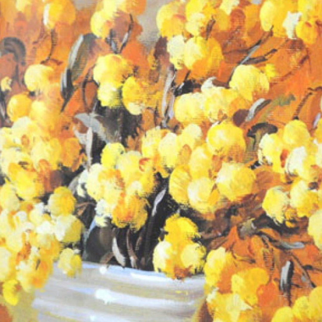 イタリア直輸入 イタリア製 『ミモザ』 ゴールドレッド額絵 前面