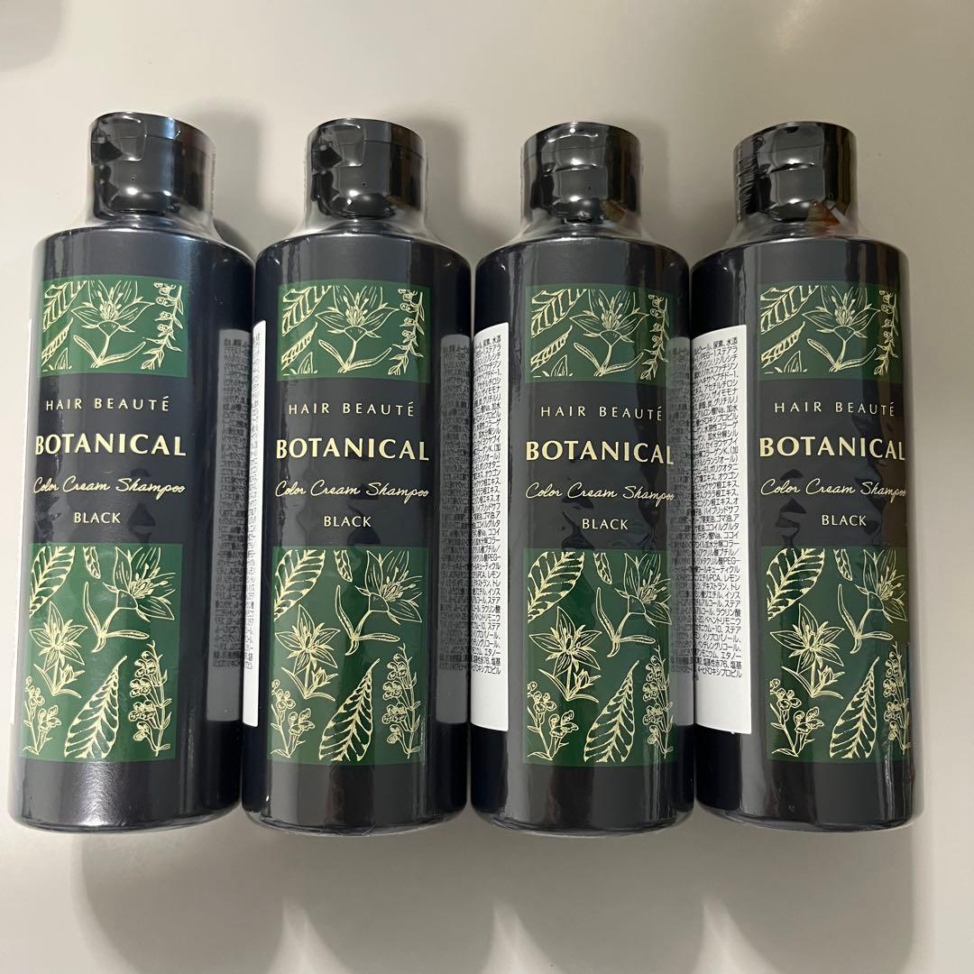匿名配送/新品未開封 ヘアーボーテ ボタニカルカラーシャンプーブラック 4本 HAIR BEAUTE ECLAT 白髪染め シャンプー カラーシャンプー ヘアボーテ