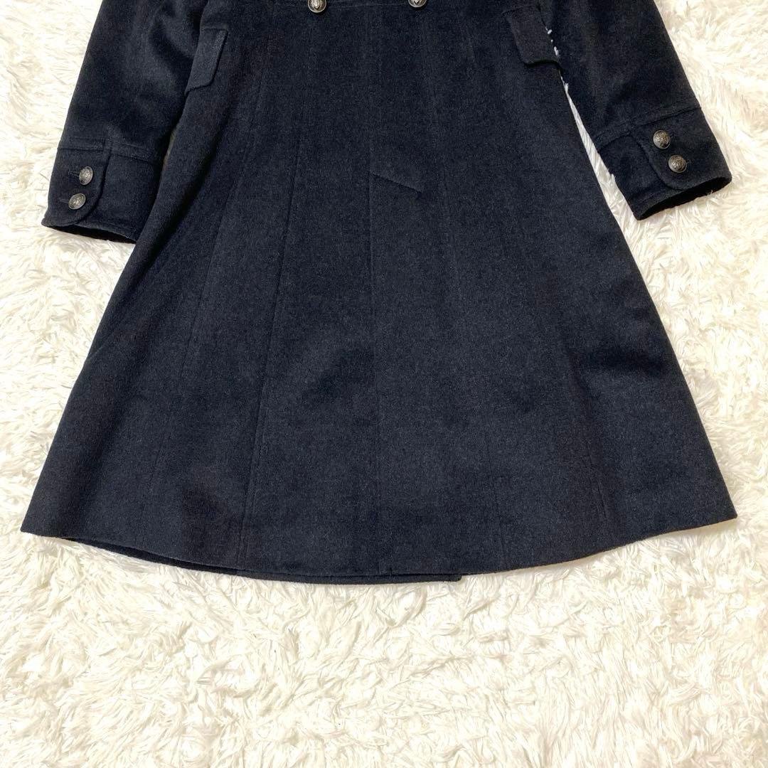 美品】 コムサデモード ナポレオンコート Aライン アンゴラ シルク