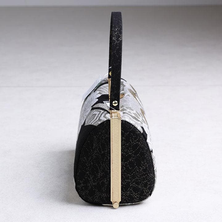 【新品】草履バッグ 振袖用 モダン花柄 黒系 24.5cm 日本製　03761