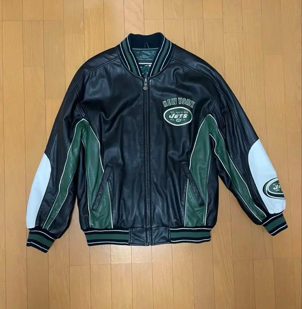 NFL ニューヨークジェッツ スタジャン レザー