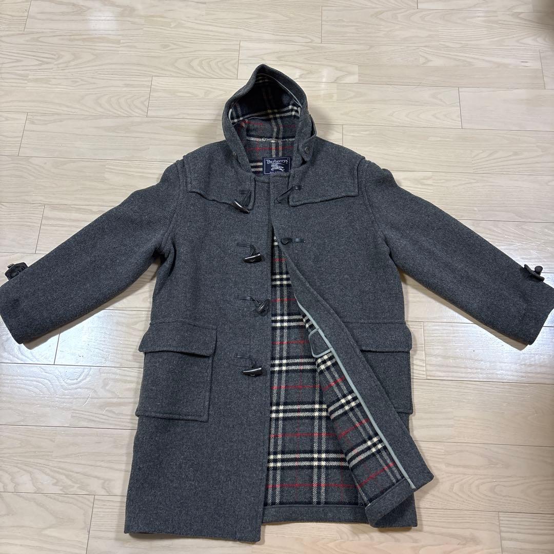 バーバリー ダッフルコート ノバチェック ウール100% グレー 美品 Burberry バーバリー ダッフルコート ツイード ノバチェック