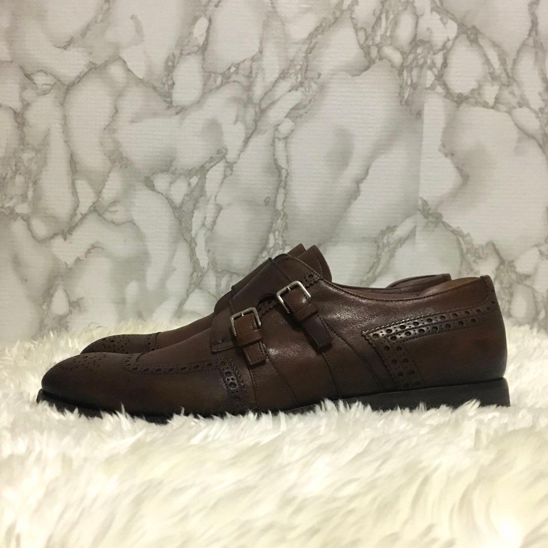 コ*イ様 美品 PRADA プラダ 本革 ダブルモンクストラップ シューズ