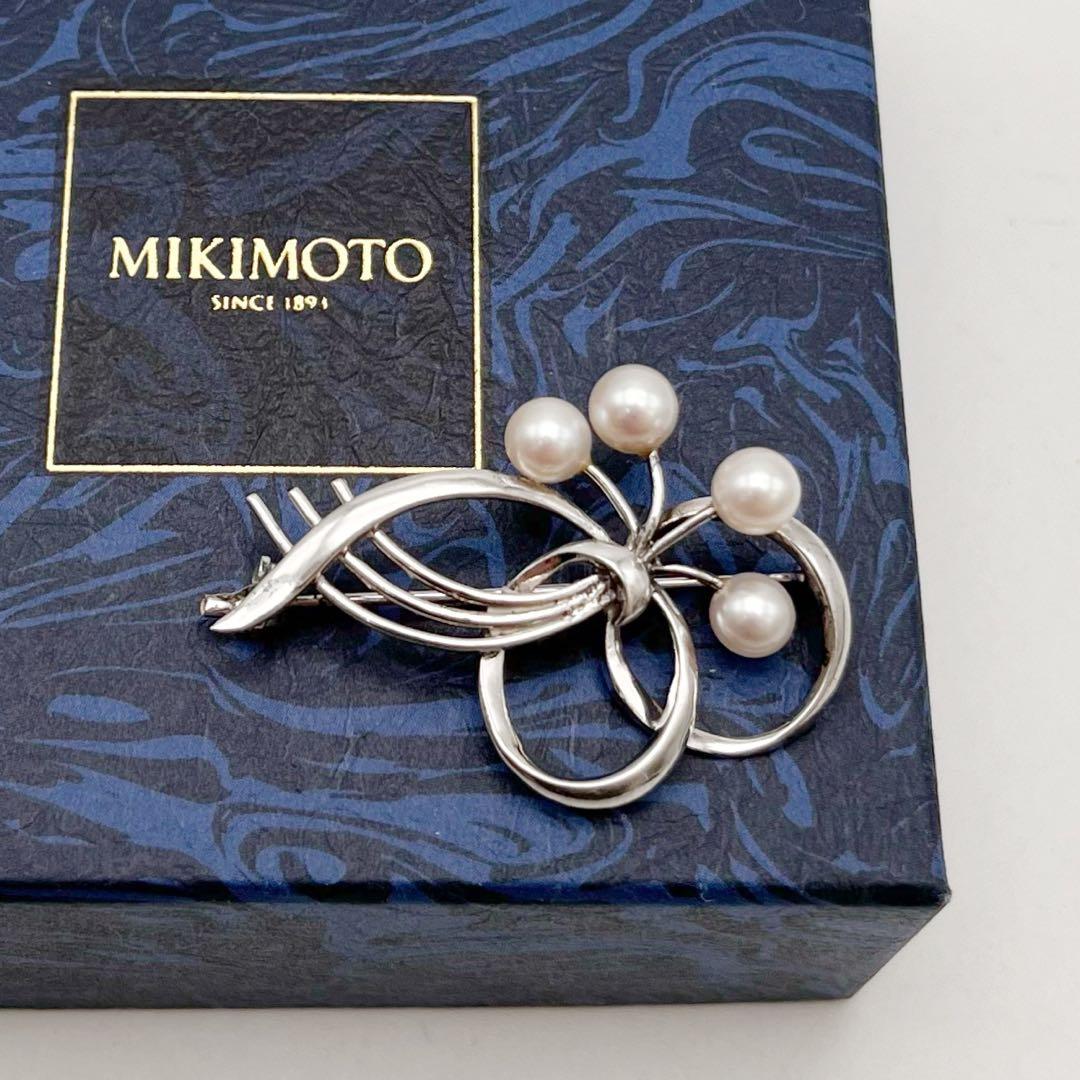 MIKIMOTO ミキモト ブローチ 本真珠 ホワイトパール シルバー 4珠